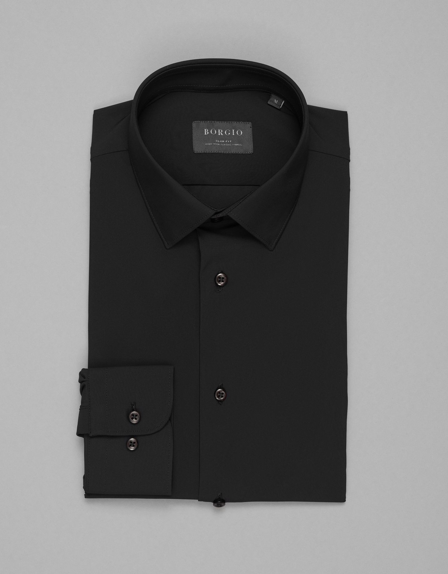 koszula ateleta 00507 długi rękaw czarny slim fit