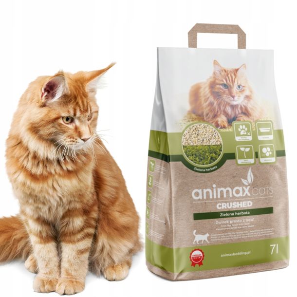 Żwirek dla kota Animax Cats kruszon zbrylający zapach Zielona Herbata 7L