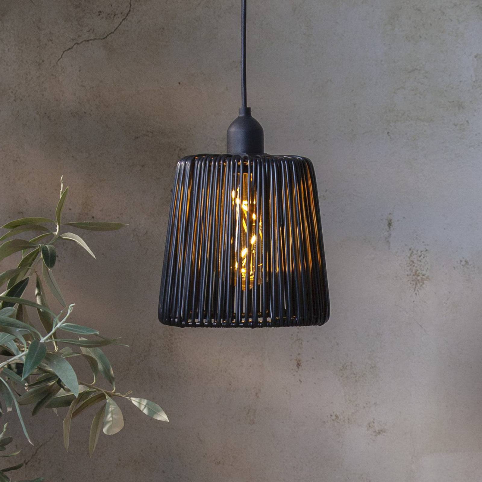 STAR TRADING Lampa wisząca zewnętrzna LED Twine czarny plastik Ø 15cm bateria