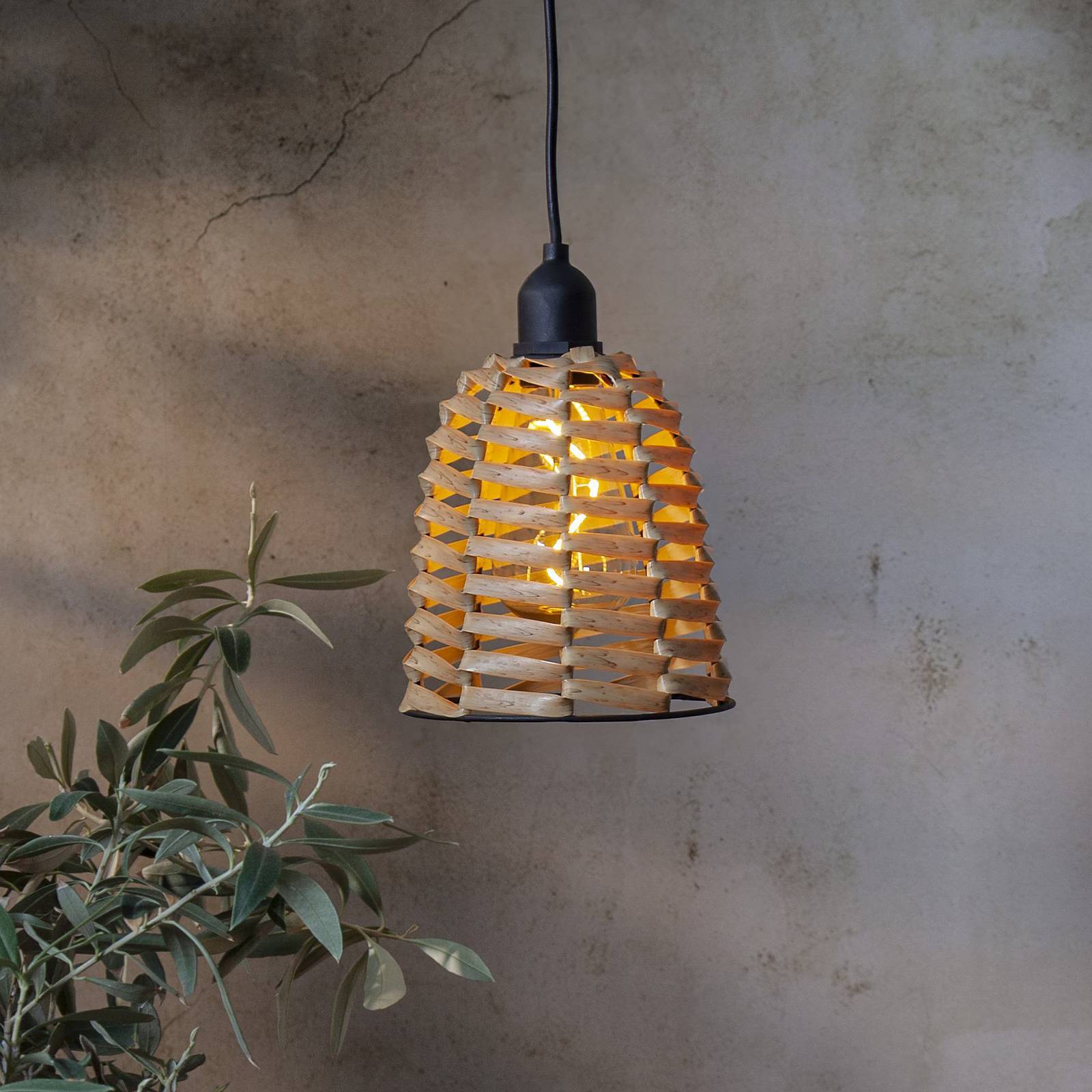 STAR TRADING Lampa wisząca zewnętrzna LED Twine brązowy plastik Ø 15cm bateria