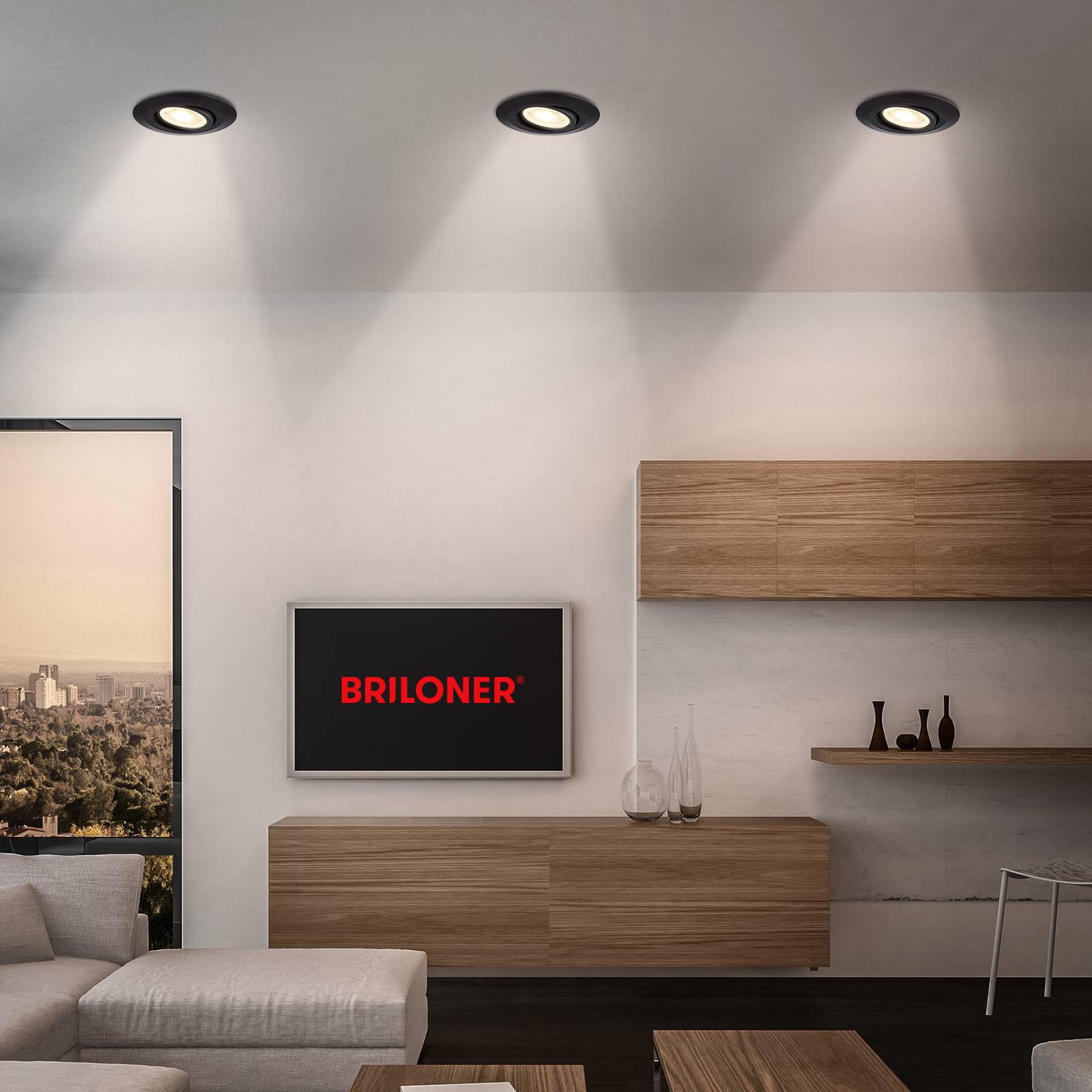 Briloner Oprawa wpuszczana LED Klira, czarna, obrotowa, ściemniana, 3 szt