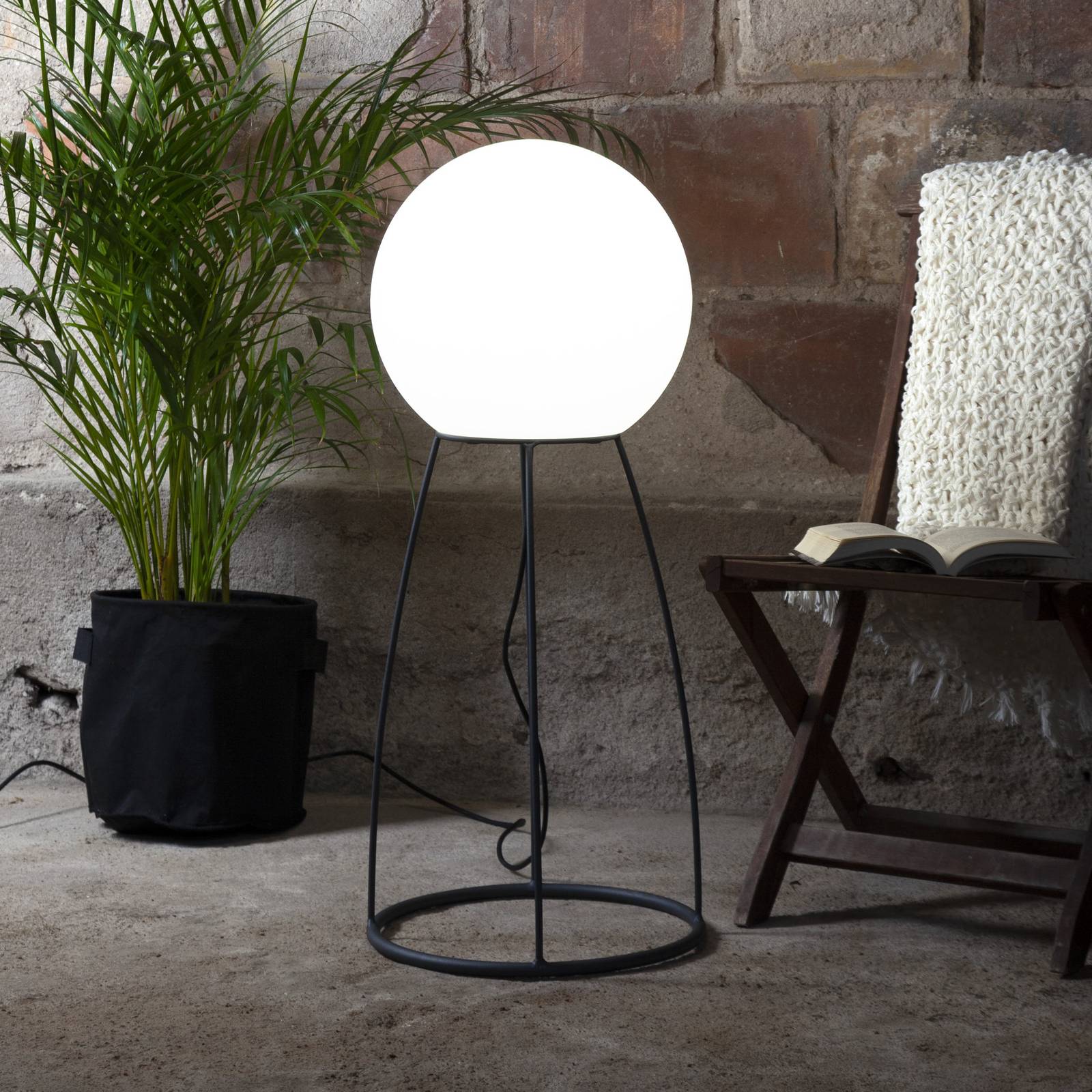 STAR TRADING Lampa tarasowa Mallorca 95 cm czarny/biały plastik/metal