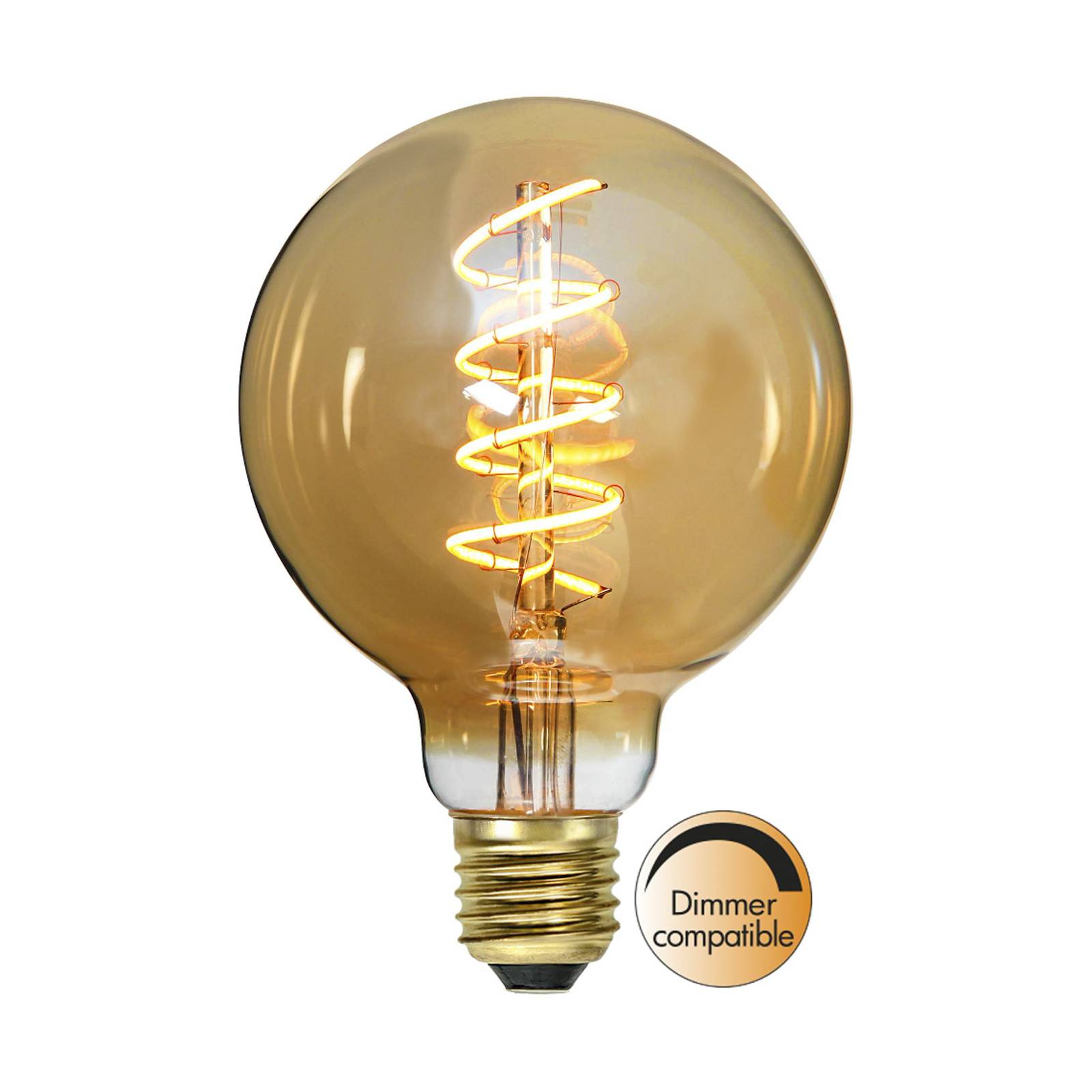 STAR TRADING Żarówka filament LED Spiral Filament G95 E27 3,2 W bursztynowa ściemniana