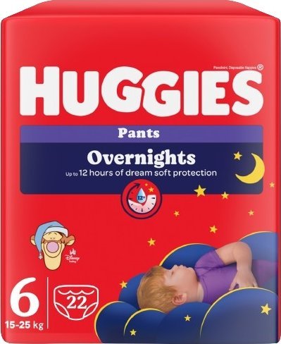 Huggies 2x Pieluchomajtki na noc HUGGIES Overnights Pants rozmiar 6 (15-25kg) 22szt