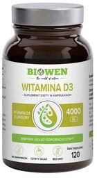 Witamina D3 4000 IU z Lanoliny Biowen 120 Kapsułek Naturalne Wsparcie Odporności i Zdrowych Kości