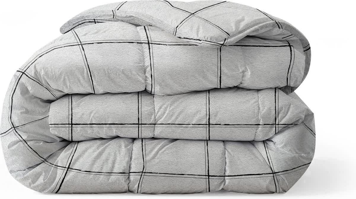 200x200 DEEP CHECK Lazy All-in-one biały kołdra z poszewką na poduszkę