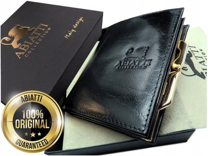 MAŁY EKSKLUZYWNY SKÓRZANY PORTFEL DAMSKI ABIATTI PORTMONETKA NA BIGIEL