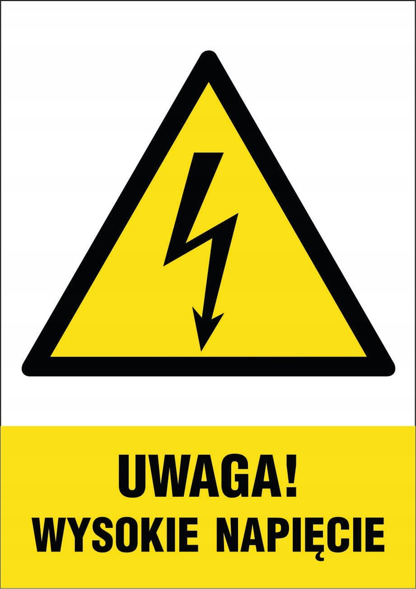 Naklejka Uwaga! Wysokie napięcie 21x30cm
