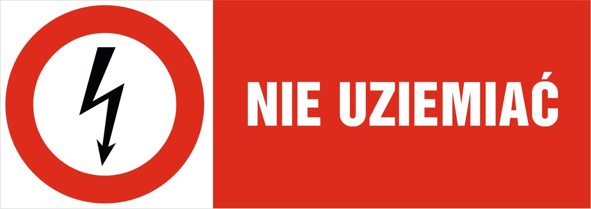 Naklejka pozioma zakazu: Nie uziemiać 21x60cm