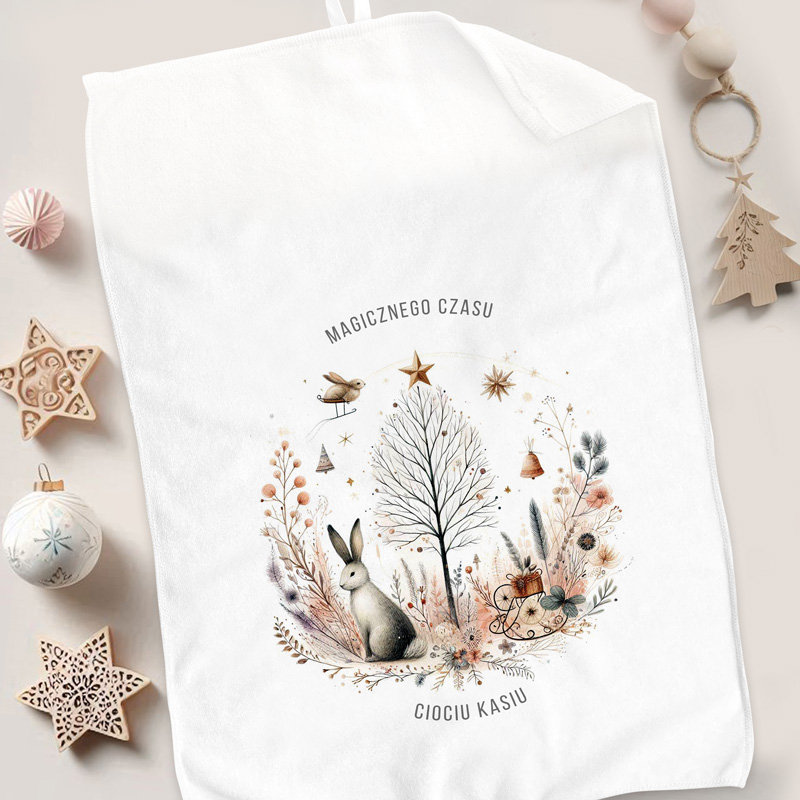 Świąteczny RĘCZNIK Personalizowana Ozdoba Bożonarodzeniowa