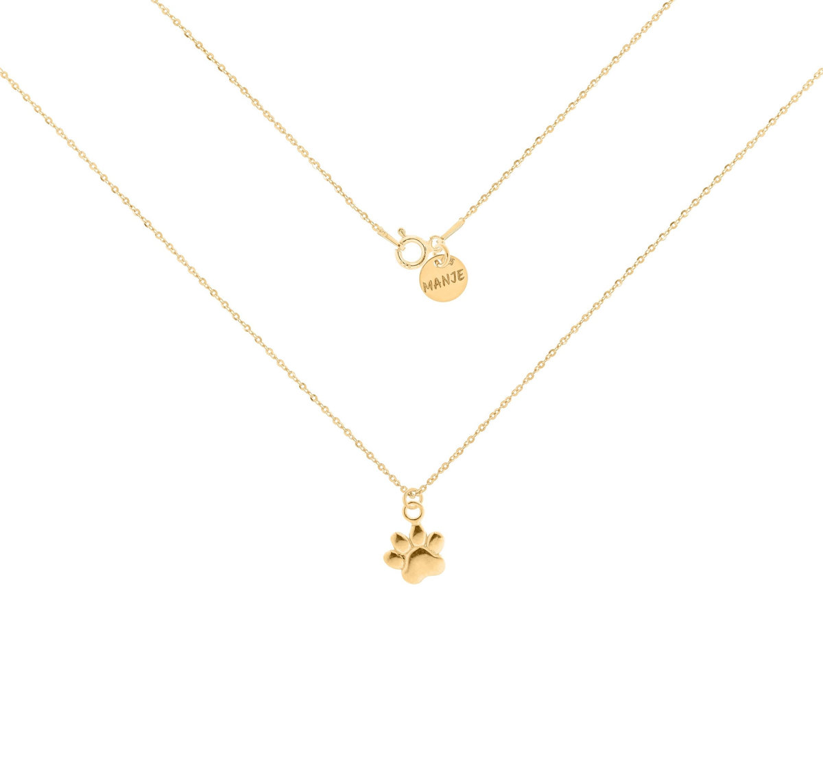 Pozłacany naszyjnik z łapą psa 45 cm