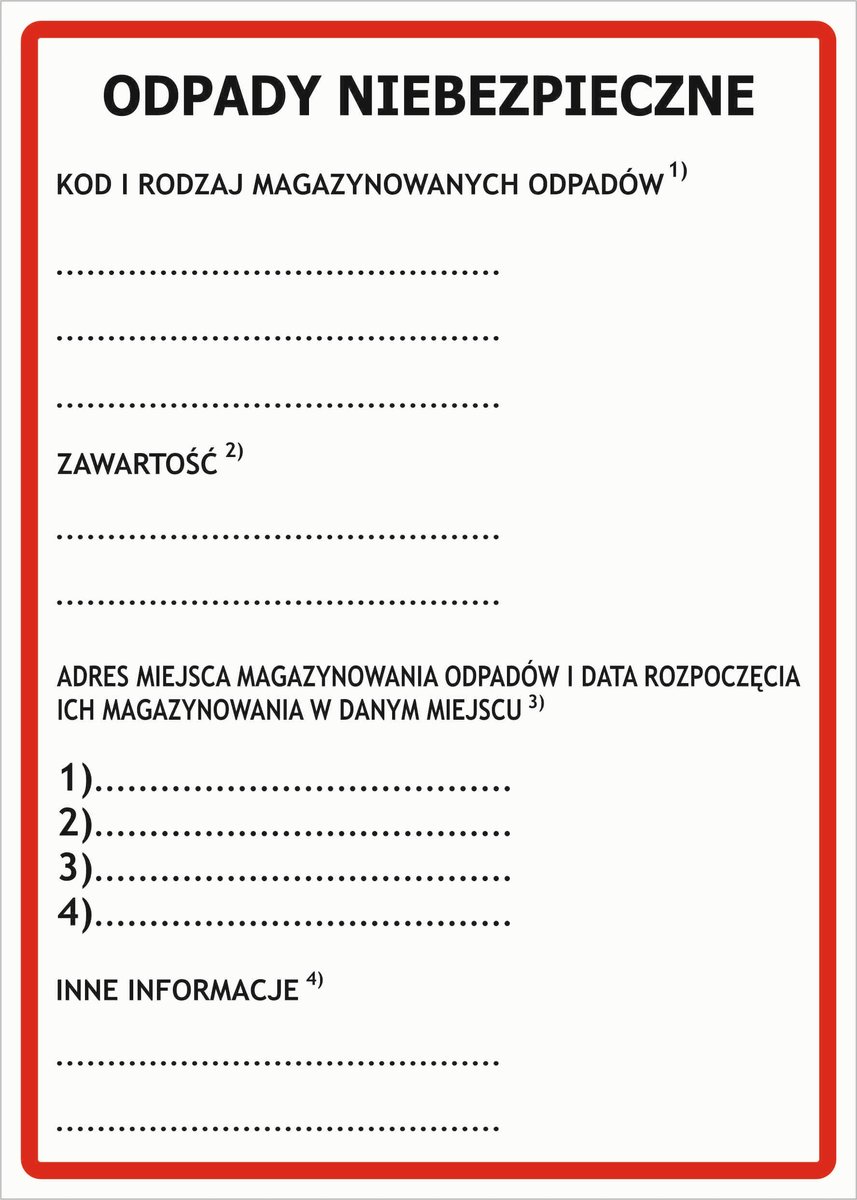 Naklejka, etykieta ODPADY NIEBEZPIECZNE + OPIS format 15X21cm