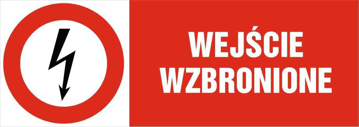 Tabliczka pozioma zakazu: Wejście wzbronione 21x60cm PCV 3mm