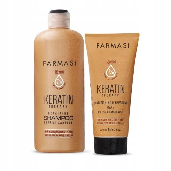 FARMASI ZESTAW KERATYNOWY szampon 360ml i odzywka 200ml Keratin Therapy