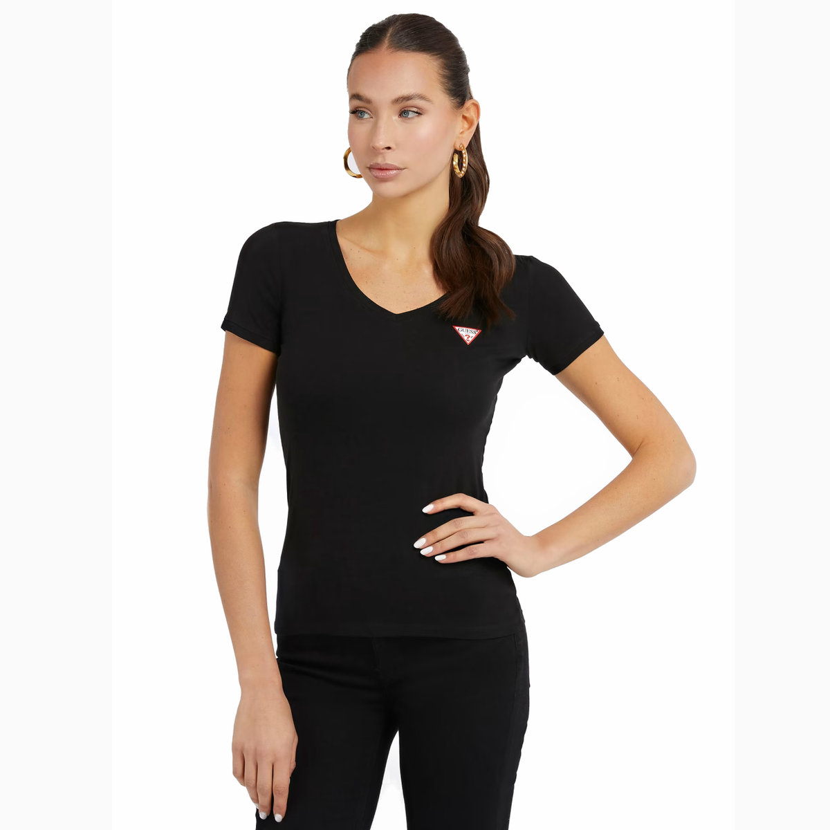 GUESS DAMSKI T-SHIRT KOSZULKA BLUZKA CZARNA L
