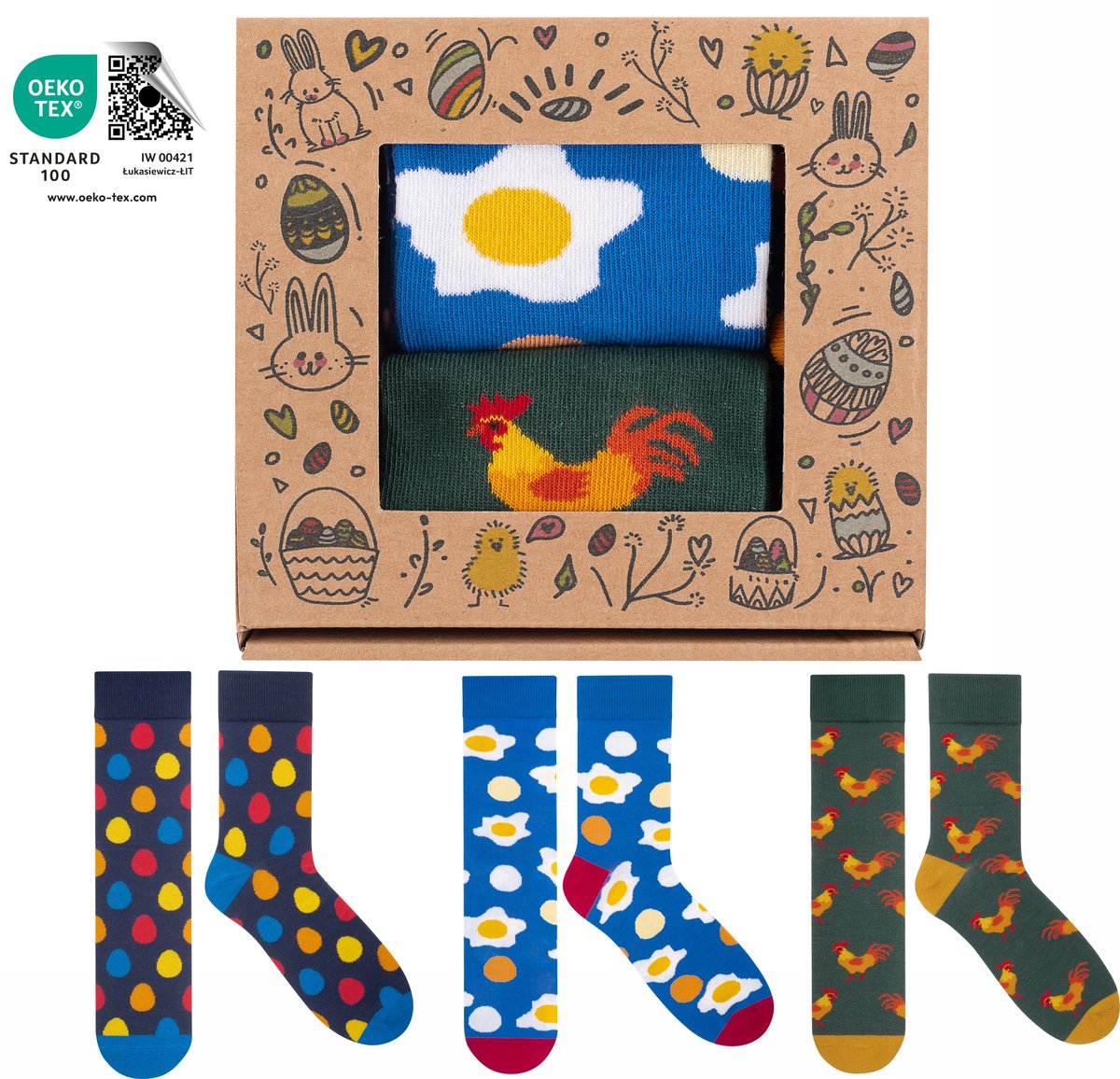 Skarpetki 5J socks Zestaw Śmieszne skarpetki Wielkanoc wielokolorowy rozmiar 41-46