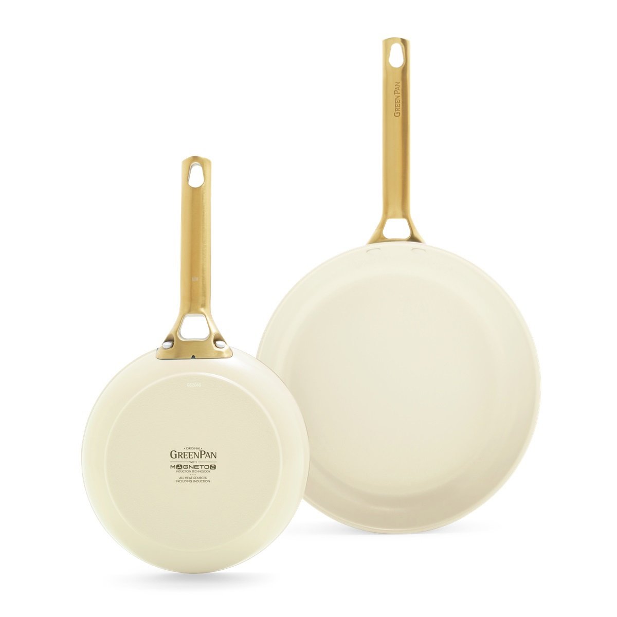 Patelnie ceramiczne PADOVA Cream White 20cm + 26 cm GreenPan