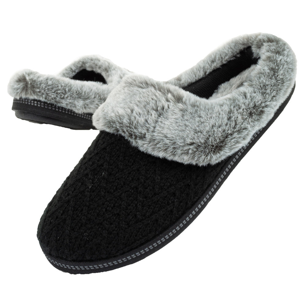Kapcie damskie Skechers laczki [167225/BLK] ocieplane-36
