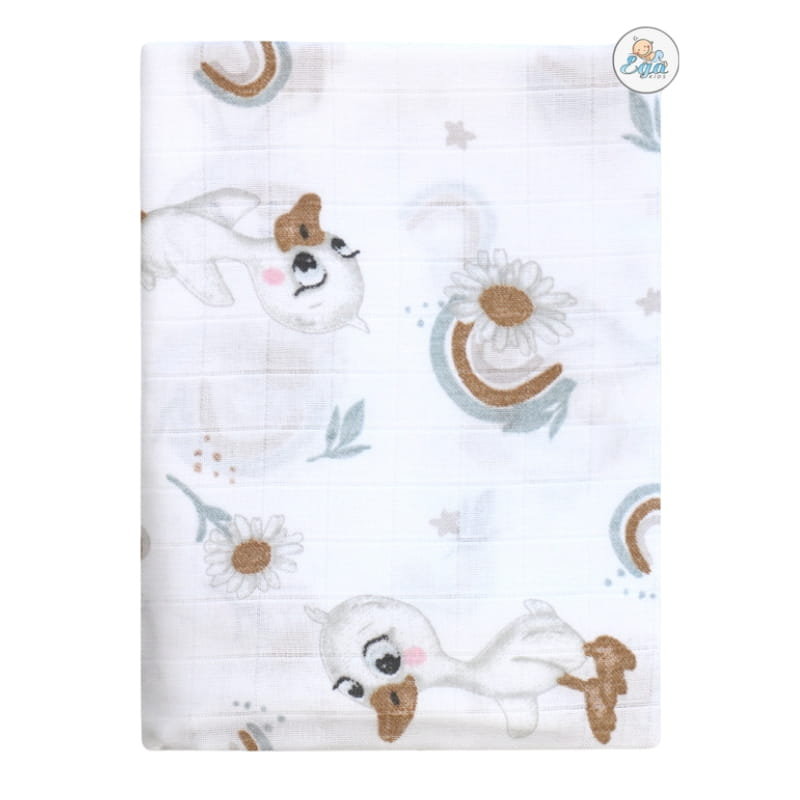 Ega Kids Pieluszka Kocyk Otulacz Muślinowy 120x120 cm  Kaczątko Z Tęczą