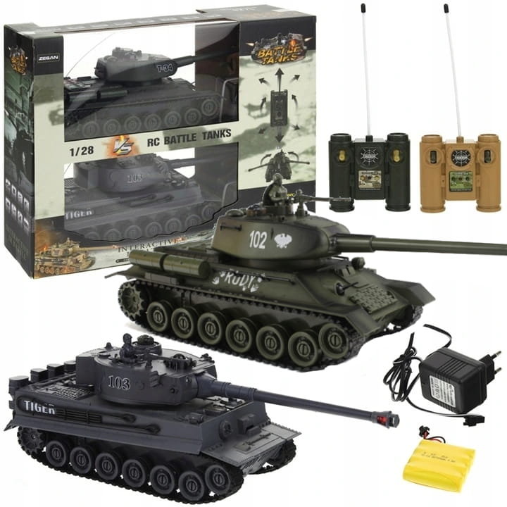 Czołgi walczące zdalnie sterowane Tygrys i T 34  Rudy 102 2szt