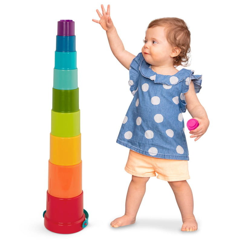 Kubeczki do piętrowania z wiaderkiem - Zestaw Kubełków Stack up Cups, B.Toys