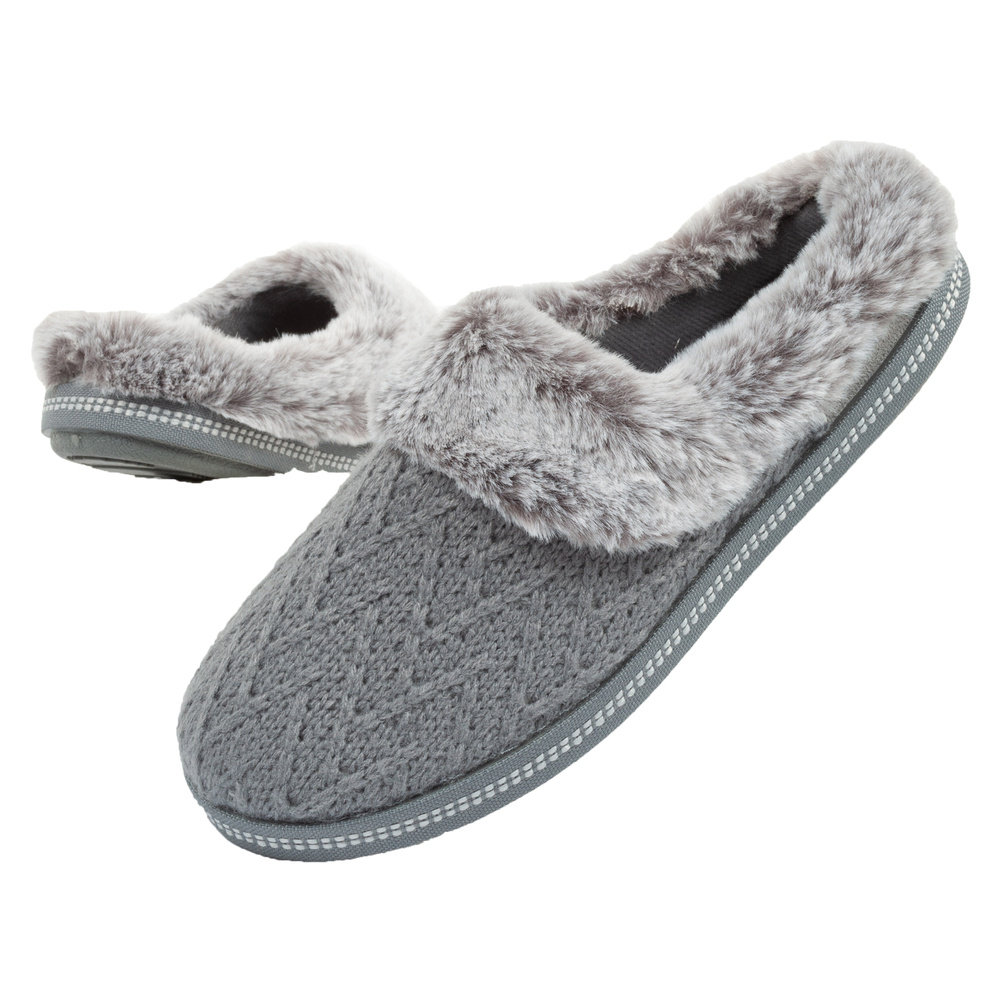 Kapcie damskie Skechers laczki [167225/GRY] ocieplane-36