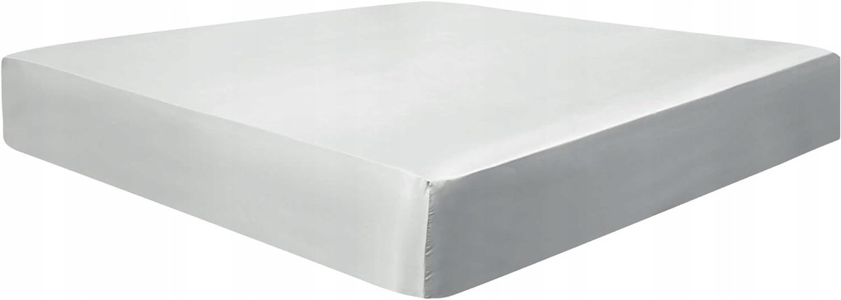 Prześcieradło Satynowe z Gumką 180 cm x 200 cm x 35 cm Białe