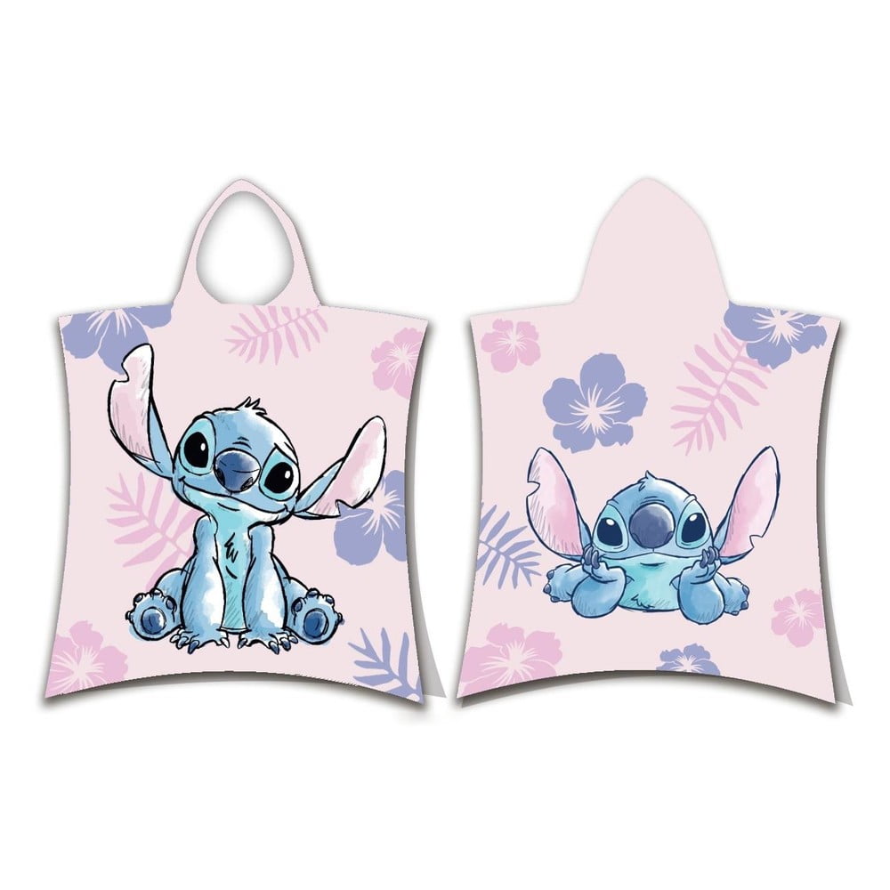 Jasnoróżowe bawełniane ponczo dziecięce Lilo and Stitch – Jerry Fabrics