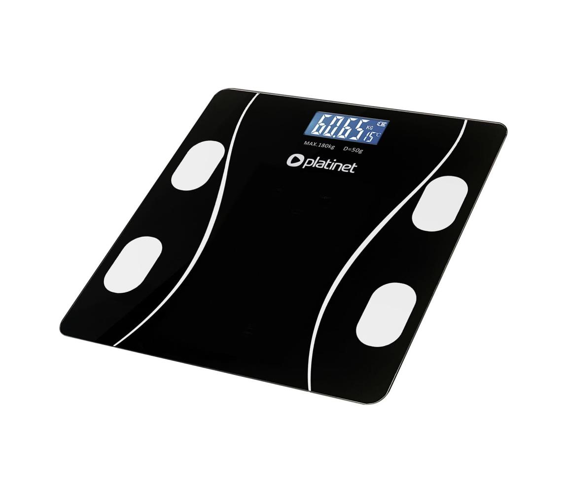 PLATINET WAGA BATHROOM SMART BODY SCALE 180KG 26X26CM WITH APP BLUETOOTH BLACK 46021