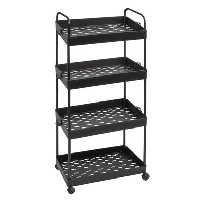 Regał łazienkowy 4 półki na kółkach 96,3 x 40 x 26 cm czarny