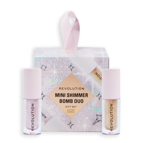 Makeup Revolution London Mini Shimmer Bomb Duo Zestaw błyszczyk do ust Shimmer Bomb 1,4 ml Sparkle Pink + błyszczyk do ust Shimmer Bomb 1,4 ml Glistening Gold