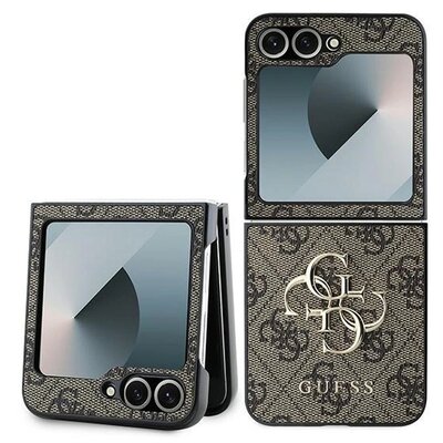 Guess GUHCZF64GMGBR Z Flip6 F741 brązowy/brown Leather 4G Metal Logo