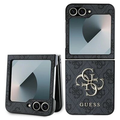 Guess GUHCZF64GMGGR Z Flip6 F741 czarny/black Leather 4G Metal Logo