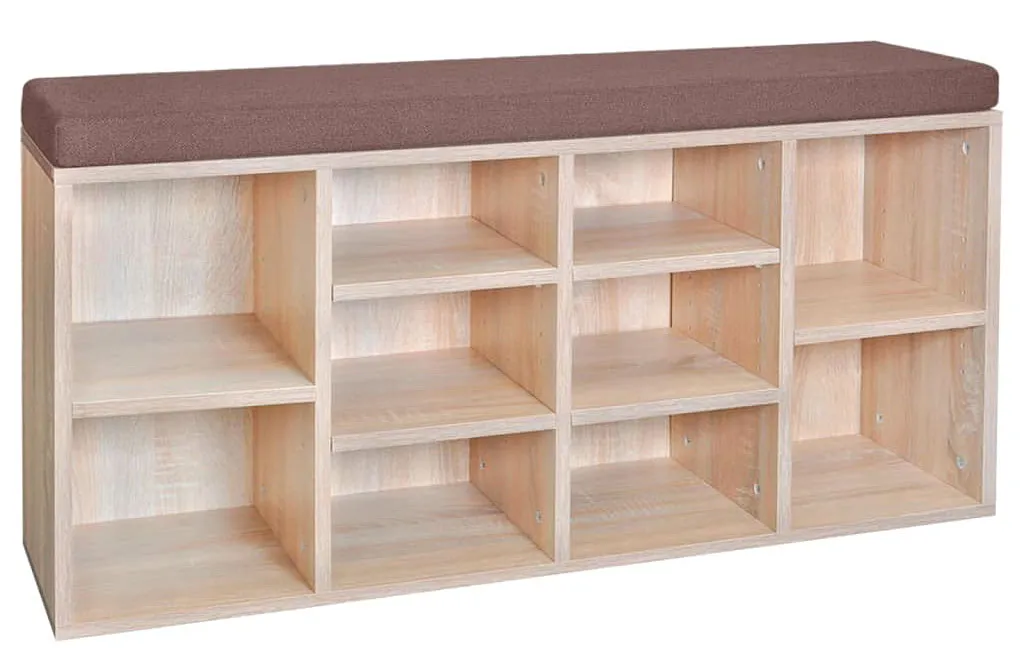 Brązowa otwarta szafka na buty z siedziskiem P4-C43