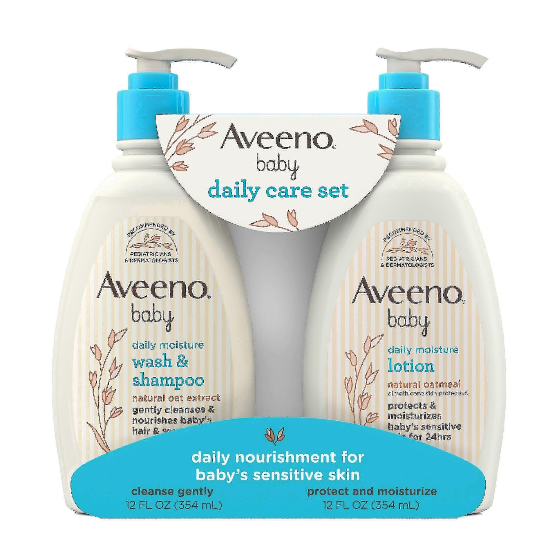 Aveeno Baby Daily Care Zestaw upominkowy, płyn do mycia, szampon i balsam dla niemowląt, 2 szt.