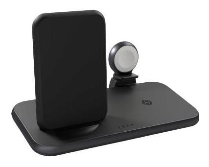 ZENS Aluminium 4w1 Stand Wireless Charger - bezprzewodowa stacja ładująca do trzech urządzeń (45W), z możliwością ładowanie czwartego urządzenie przez kabel (black)