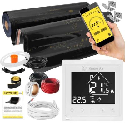 Folia grzewcza na podczerwień MISSION AIR 160 W/m2 Black Gold 5 m2 (5 m x 100 cm) + regulator Libra Biały WiFi | Bezpłatny transport