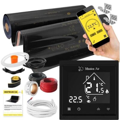 Folia grzewcza na podczerwień MISSION AIR 160 W/m2 Black Gold 5 m2 (5 m x 100 cm) + regulator Libra Czarny WiFi | Bezpłatny transport