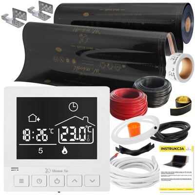 Folia grzewcza na podczerwień MISSION AIR 160 W/m2 Black Gold PTC 30m2 (30m x 100cm) + regulator Taurus Biały Wi-Fi | Bezpłatny transport
