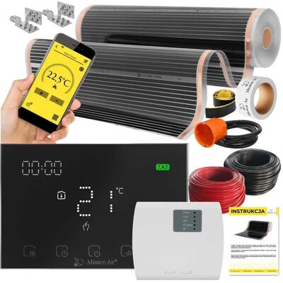 Folia grzewcza na podczerwień MISSION AIR 160 W/m2 Black Silver 5 m2 (5 m x 100 cm) + regulator Gemini Czarny WiFi | Bezpłatny transport