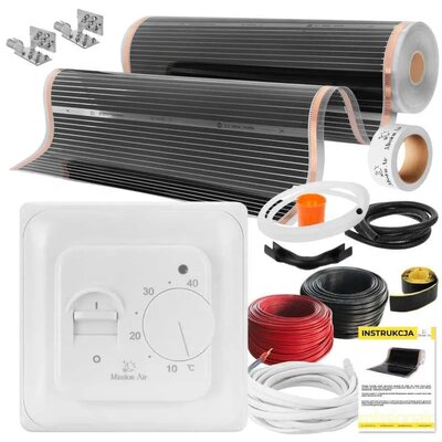 Folia grzewcza na podczerwień MISSION AIR 160 W/m2 Black Silver 5 m2 (5 m x 100 cm) + regulator Aries Biały | Bezpłatny transport