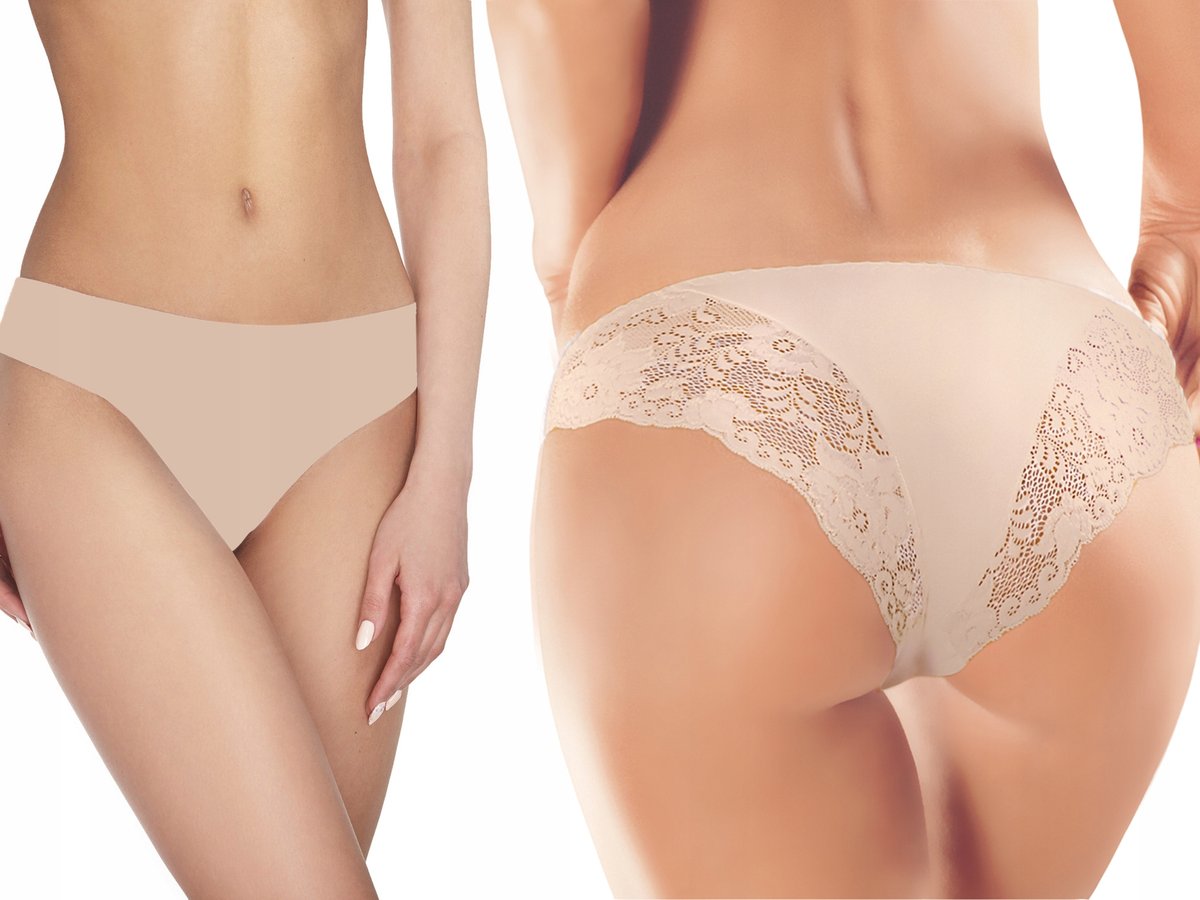 Ewana 065 Koronkowe Oryginalne Figi Beżowy L