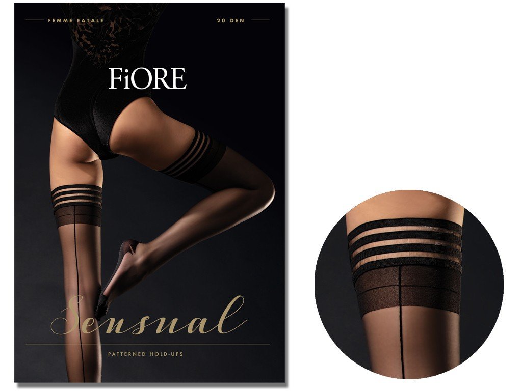 Pończochy Samonośne Ze Szwem Fiore 20 Den Black 3