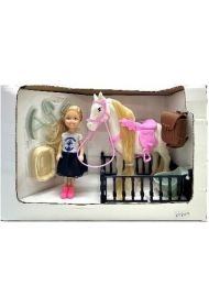 Zestaw lalka 13cm z koniem