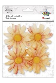 Materiałowe margerytki 3D 75mm różowe 4szt