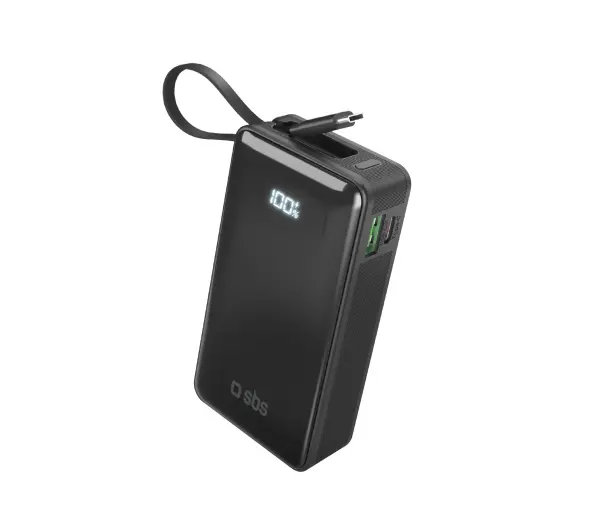 SBS TTBB10000LCDTCPD20K 10000mAh PD 20W Wbudowany kabel USB-C Czarny