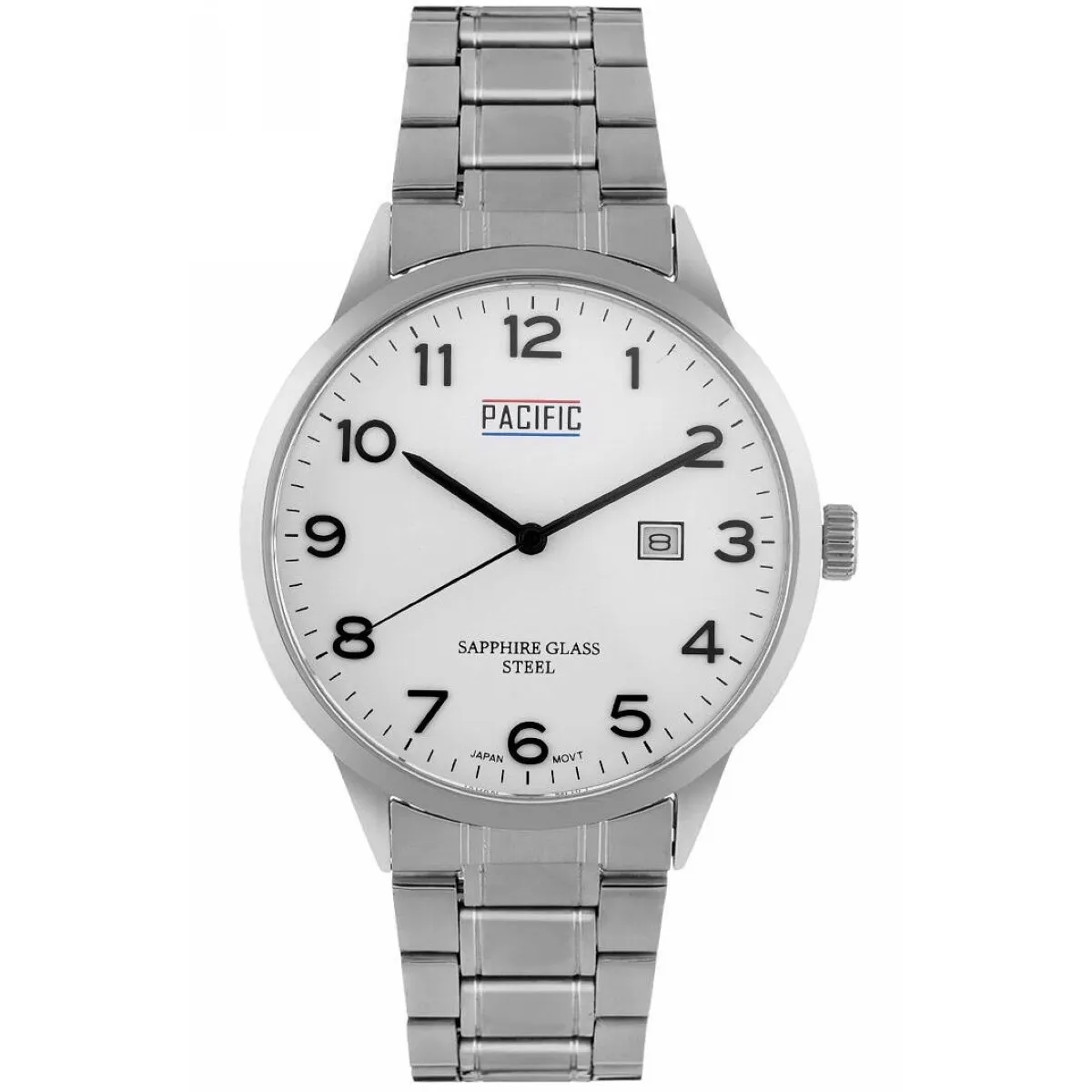 Srebrny męski zegarek na bransolecie PACIFIC SSMB-1107D-01