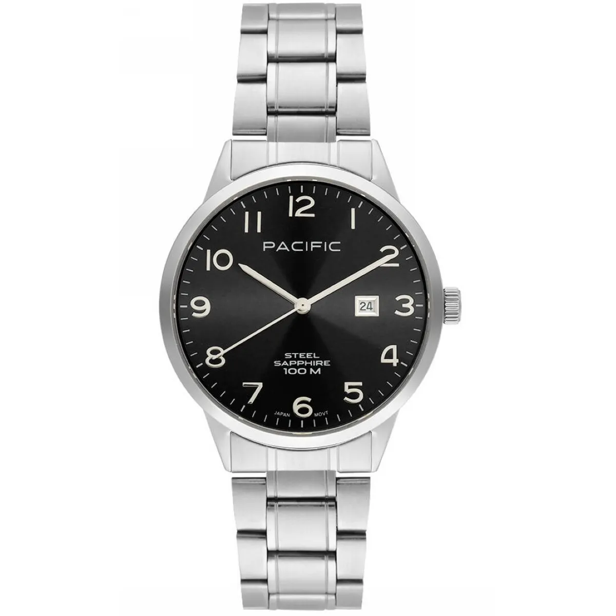 Srebrny męski zegarek na bransolecie PACIFIC SSMB-1107D-02