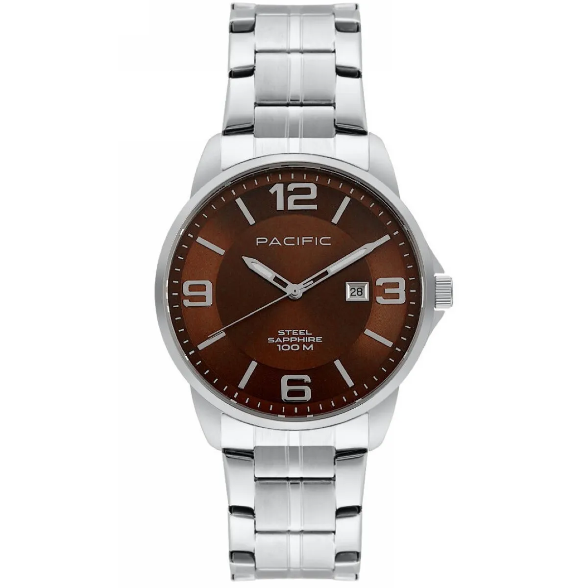 Srebrny męski zegarek na bransolecie PACIFIC SSMB-1108D-03