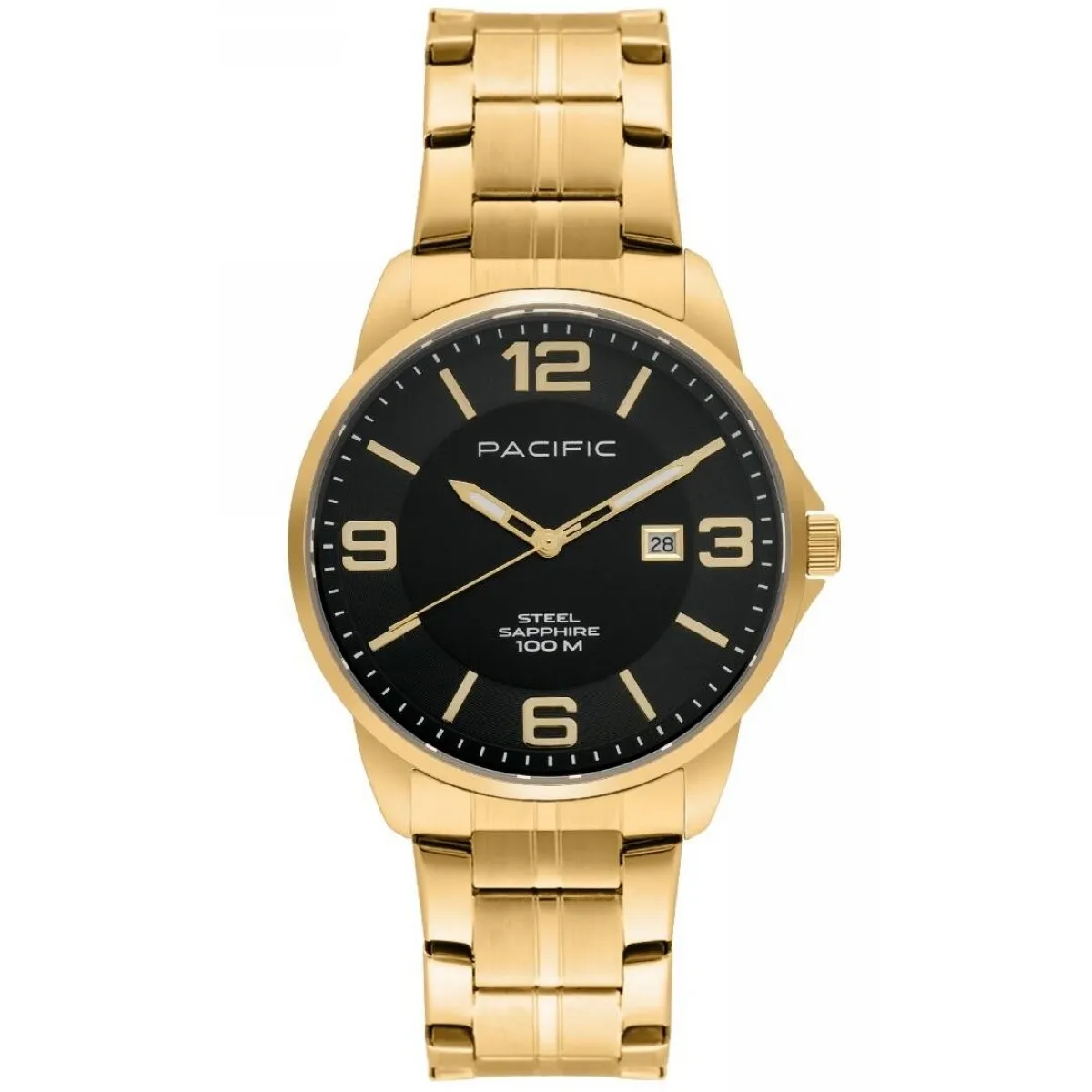 Złoty męski zegarek na bransolecie PACIFIC SSMB-1108D-05